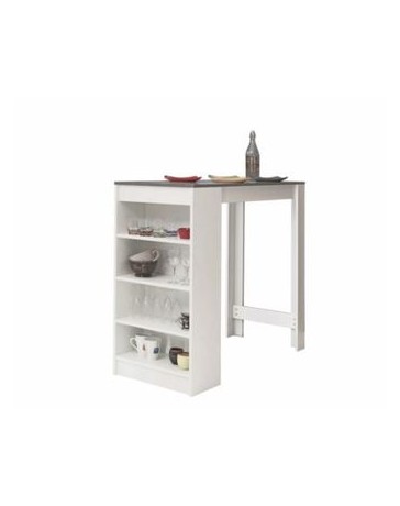 Mesa alta-The H design-Mojito-Mesa de bar estilo moderno de color blanco con cubierta gris antracita-blanco - Envío Gratuito