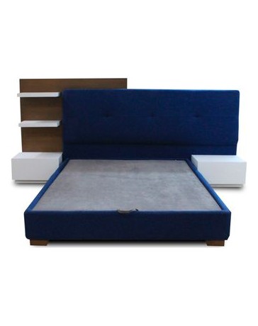 Cama Matrimonial Nuria Moderna De Madera Pino Color Azul - Envío Gratuito