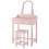 Tocador Taburete Espejo y Banco, Vintaje Home Design, Madera Pino Espejo Giratorio con Taburete- Rosa